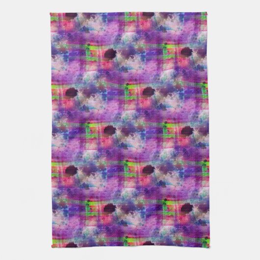 Linge De Cuisine Couleur d'eau verte et violette (Vertical)