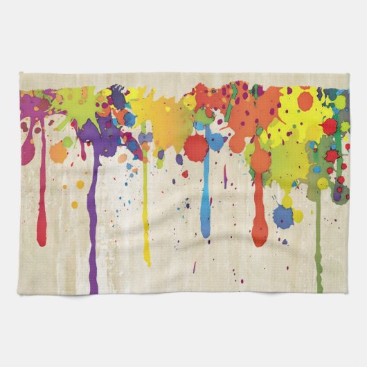 Linge De Cuisine COULEUR FUNNY SPLASH II + votre backgr. & idées (Horizontal)