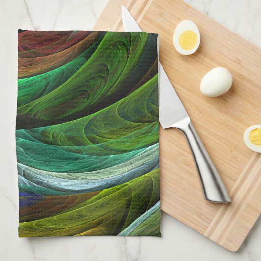 Linge De Cuisine Couleur Gloire Moderne Art Abstrait Motif Élégant (Quart Plié)