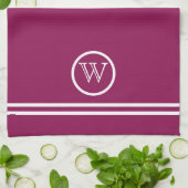 Linge De Cuisine Couleur Mulberry personnalisée avec lignes blanche (Plié)