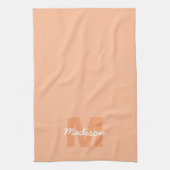 Linge De Cuisine Couleur pêche pastel cool avec nom de monogramme p (Vertical)