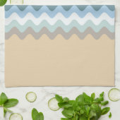 Linge De Cuisine Couleur Plage - Sable Brown clair Beige Turquoise (Plié)