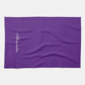 Linge De Cuisine Couleur solide moderne foncé violet blanc Script (Horizontal)