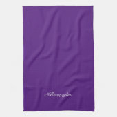 Linge De Cuisine Couleur solide moderne foncé violet blanc Script (Vertical)