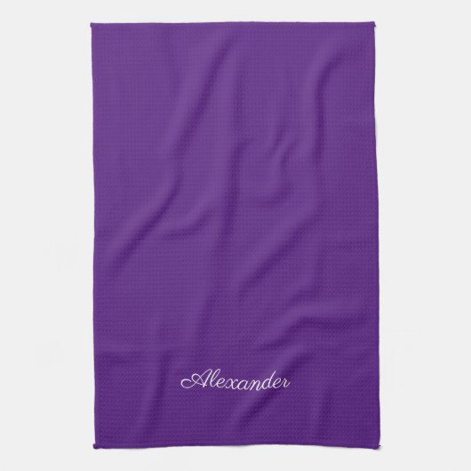Linge De Cuisine Couleur solide moderne foncé violet blanc Script (Vertical)