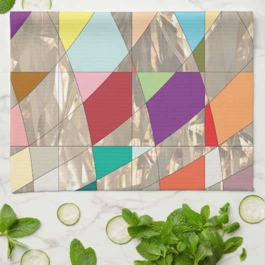 Linge De Cuisine Couleurs Abstraites or (Plié)