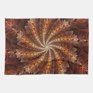 Linge De Cuisine Couleurs chaudes, motif d'art fractal moderne trip
