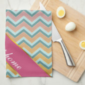 Linge De Cuisine Couleurs douces et chaudes ZigZag (Quart Plié)