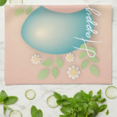 Linge De Cuisine Couleurs douces oeuf de pâques et fleurs marguerit (Plié)