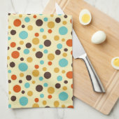 Linge De Cuisine Couleurs rétro pois bleu jaune rouge (Quart Plié)