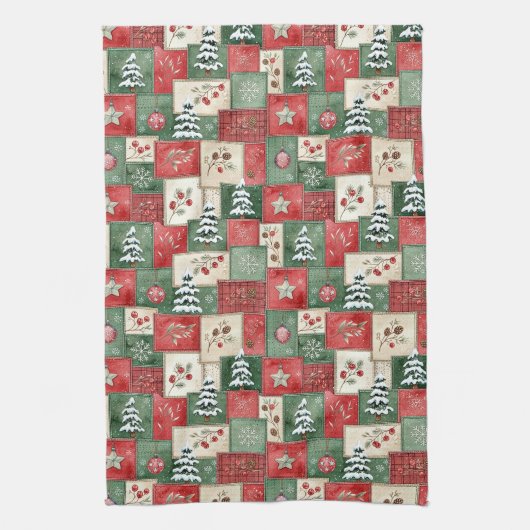 Linge De Cuisine Country patchwork christmas pattern (Vertical)