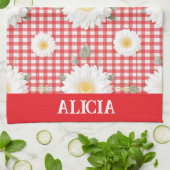 Linge De Cuisine Country Red Gingham with White Daisies (Plié)