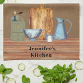 Linge De Cuisine Country Rustic Farmhouse Cuisine personnalisée (Plié)