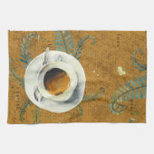 Linge De Cuisine Coupe de café, amour, paix, chéri, fougères (Horizontal)