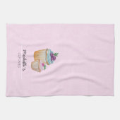 Linge De Cuisine Coupe Gâteaux Et Fruits Aquarelle (Horizontal)