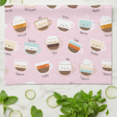 Linge De Cuisine Coupes de café mignonnes sur rose clair (Plié)