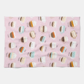 Linge De Cuisine Coupes de café mignonnes sur rose clair (Horizontal)