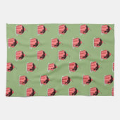 Linge De Cuisine Coupes de crème glacée rose sur vert (Horizontal)