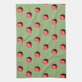 Linge De Cuisine Coupes de crème glacée rose sur vert (Vertical)