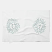 Linge De Cuisine Couple de dessin en monogramme vert blanc (Horizontal)