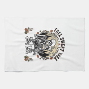 Linge De Cuisine Couple de squelettes d'automne Gravure vintage T-s