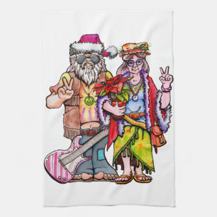 Linge De Cuisine Couple d'Hippie Père Noël