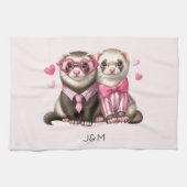 Linge De Cuisine Couple mignon en amour (Horizontal)