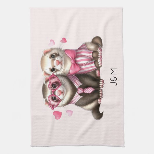 Linge De Cuisine Couple mignon en amour (Vertical)