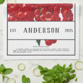 Linge De Cuisine Courants botaniques rouges personnalisables (Plié)