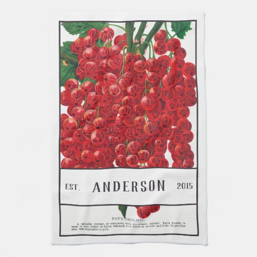 Linge De Cuisine Courants botaniques rouges personnalisables (Vertical)