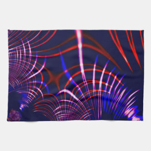 Linge De Cuisine Courbes pointillées du bleu au rouge et blanc. Ros