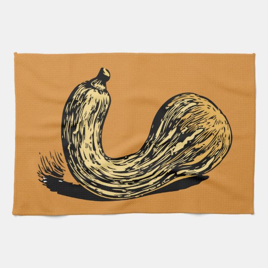 Linge De Cuisine Courge jaune coudée vintage botanique (Horizontal)