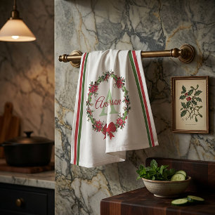 Linge De Cuisine Couronne de Noël personnalisée