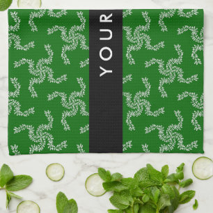 Linge De Cuisine Couronne de Noël, Verte, Votre nom, Personnaliser