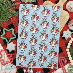 Linge De Cuisine Couronne festive de Noël de rennes bleus