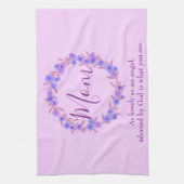 Linge De Cuisine Couronne florale violette et bleue pour maman (Vertical)