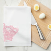 Linge De Cuisine Couronne rose (Quart Plié)