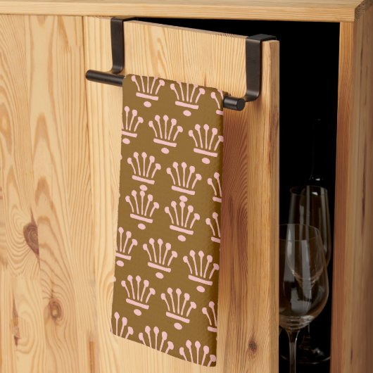 Linge De Cuisine Couronnes roses marron (Pliage en tiers)