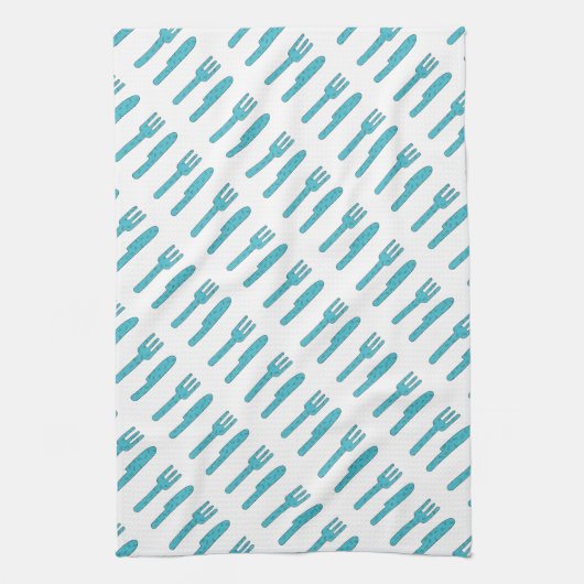 Linge De Cuisine Couteau et fourche tirés à la main (Vertical)