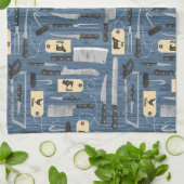 Linge De Cuisine Couteaux Bleus Bouchers (Plié)