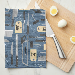 Linge De Cuisine Couteaux Bleus Bouchers