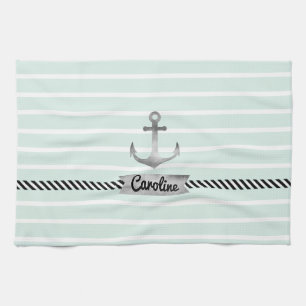 Linge De Cuisine Coutume grise d'Ancre d'aquarelle de rayures en