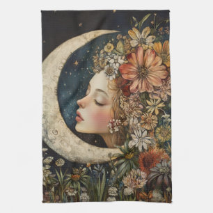 Linge De Cuisine Couvercle floral et lune de croissant 2