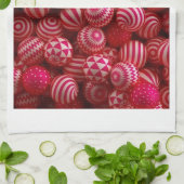 Linge De Cuisine Couverture aux ornements rayés roses (Plié)