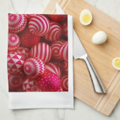 Linge De Cuisine Couverture aux ornements rayés roses (Quart Plié)