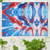 Linge De Cuisine Couverture Éclaboussure Rouge Blanc et Bleu (Plié)