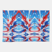 Linge De Cuisine Couverture Éclaboussure Rouge Blanc et Bleu (Horizontal)