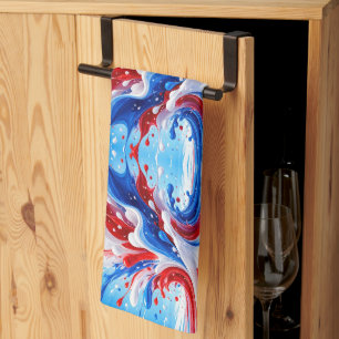 Linge De Cuisine Couverture Éclaboussure Rouge Blanc et Bleu