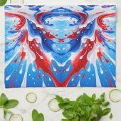 Linge De Cuisine Couverture Éclaboussure Rouge Blanc et Bleu (Plié)