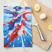 Linge De Cuisine Couverture Éclaboussure Rouge Blanc et Bleu (Quart Plié)
